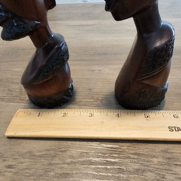 Vintage African Couple Carved Bust Wood Art Statues Handcrafted Tribal 10" - Picture 16 of 16